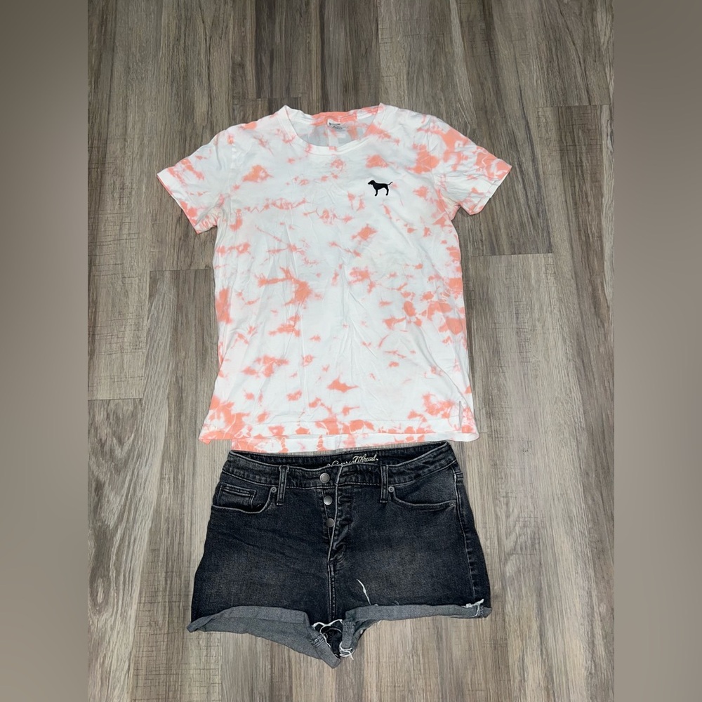 Victoria secret top and jean shorts
